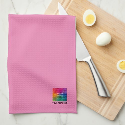 Upload Photo or Logo Text Custom Trendy Pink Cute Kitchen Towel