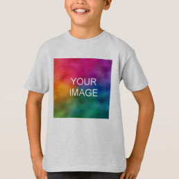 Upload Photo to Kids Boys Short Sleeve Ash Grey T-Shirt