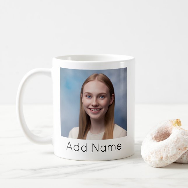 upload picture Custom Photo and Name Personalized  Coffee Mug (With Donut)