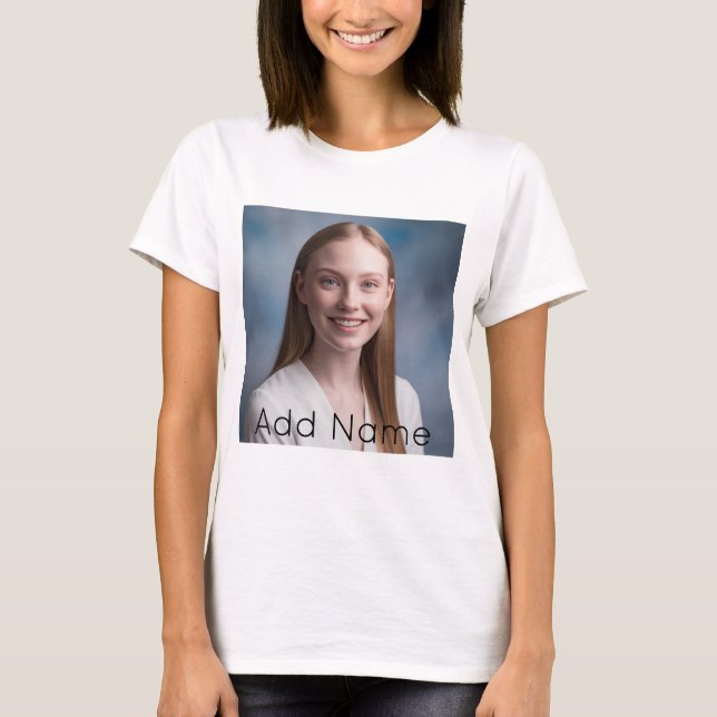 upload picture Custom Photo and Name Personalized  T-Shirt (Front)