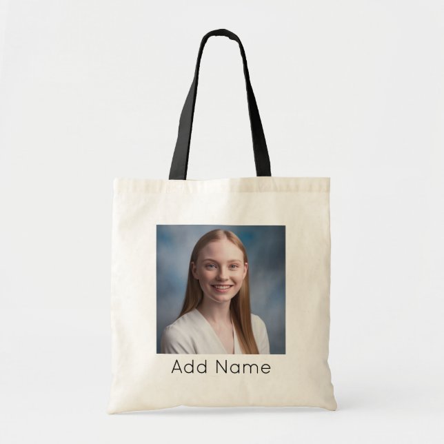 upload picture Custom Photo and Name Personalized  Tote Bag (Front)