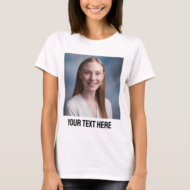 upload picture Custom Photo and text Personalized  T-Shirt (Front)