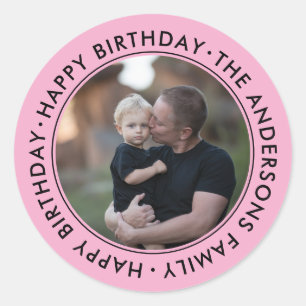 upload picture Custom Photo Happy Birthday Family Classic Round Sticker