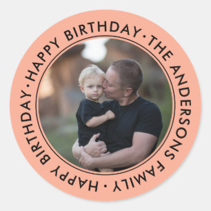 upload picture Custom Photo Happy Birthday Family Classic Round Sticker