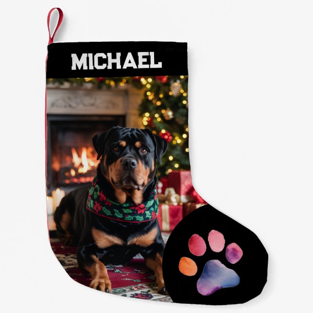 upload picture Dog Custom Photo text Personalized  Small Christmas Stocking (Front)