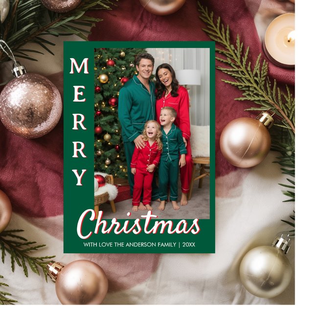 Upload Picture Personalized Photo & text Christmas Holiday Card (Creator Uploaded)