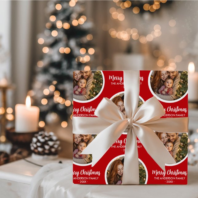 Upload Picture Personalized Photo & text Christmas Wrapping Paper (Creator Uploaded)