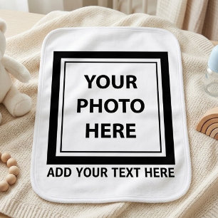 Upload Picture Photo & Add Text – Customize Baby Burp Cloth