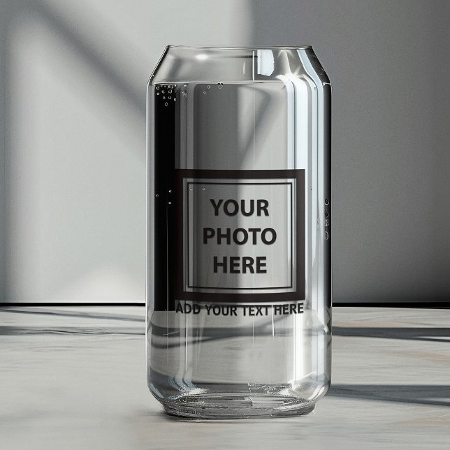 Upload Picture Photo & Add Text – Customize Can Glass (Creator Uploaded)