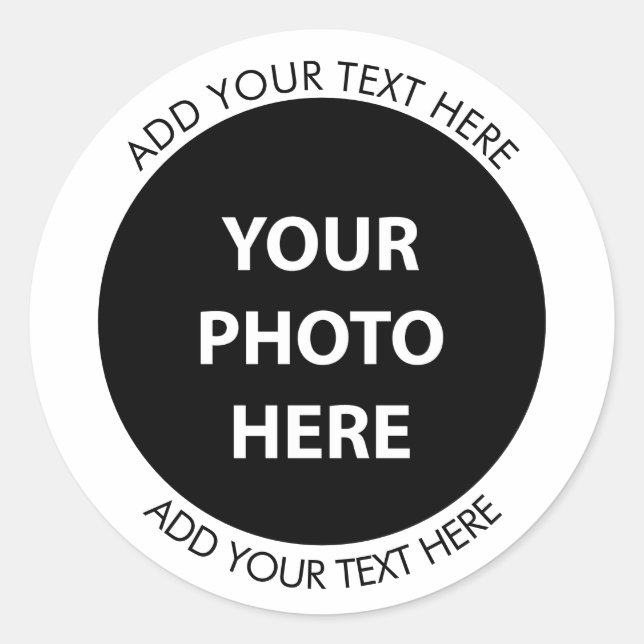 Upload Picture Photo & Add Text – Customize Classic Round Sticker (Front)