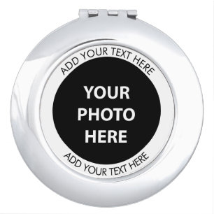 Upload Picture Photo & Add Text – Customize Compact Mirror
