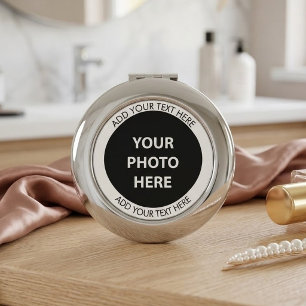 Upload Picture Photo & Add Text – Customize Compact Mirror