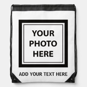 Upload Picture Photo & Add Text – Customize Drawstring Bag