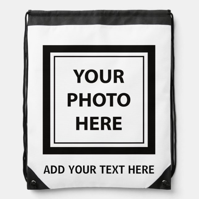 Upload Picture Photo & Add Text – Customize Drawstring Bag (Front)