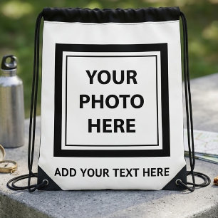 Upload Picture Photo & Add Text – Customize Drawstring Bag