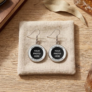 Upload Picture Photo & Add Text – Customize Earrings