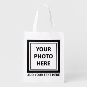 Upload Picture Photo & Add Text – Customize Grocery Bag