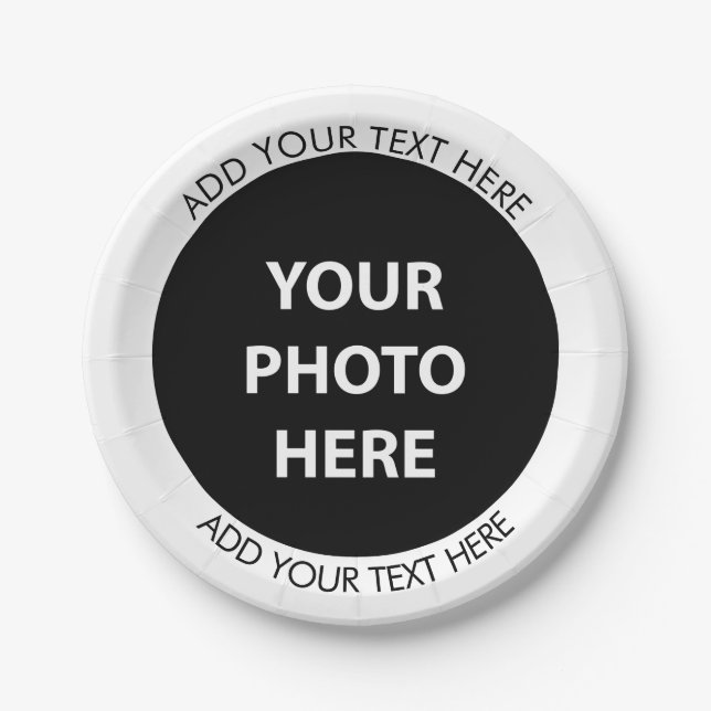 Upload Picture Photo & Add Text – Customize Paper Plates (Front)