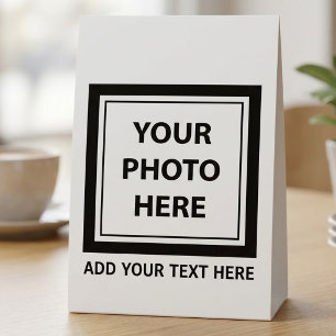 Upload Picture Photo & Add Text – Customize Paper Table Tent