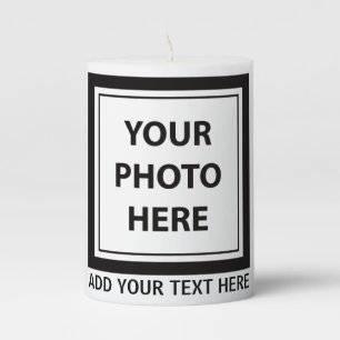 Upload Picture Photo & Add Text – Customize Pillar Candle