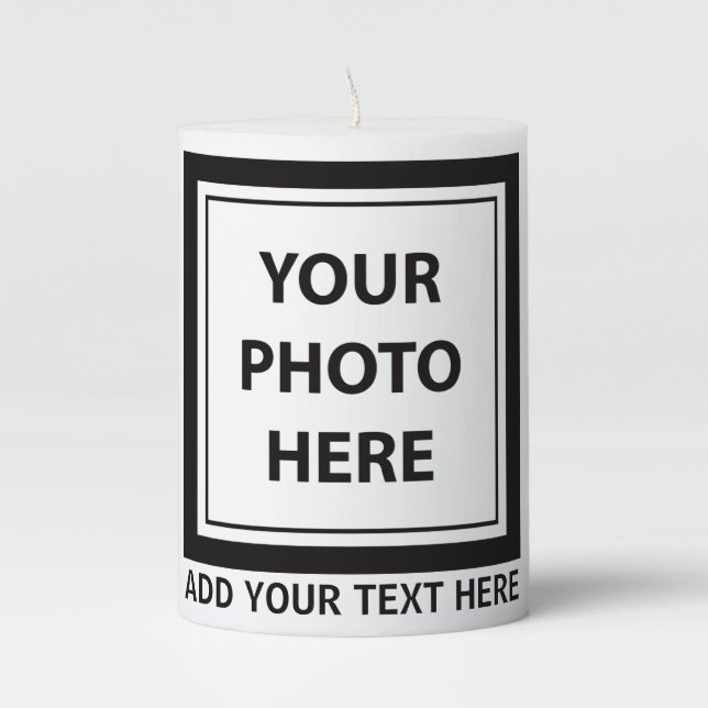 Upload Picture Photo & Add Text – Customize Pillar Candle (Front)