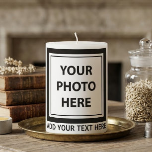 Upload Picture Photo & Add Text – Customize Pillar Candle
