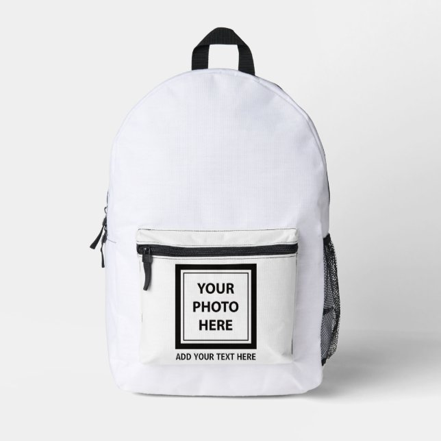 Upload Picture Photo & Add Text – Customize Printed Backpack (Front)