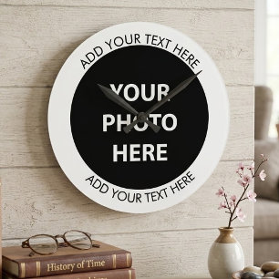 Upload Picture Photo & Add Text – Customize Round Clock
