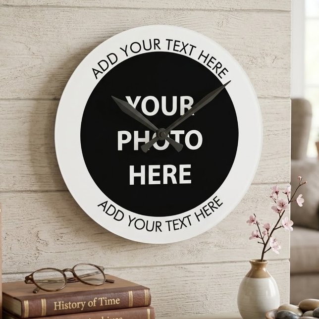 Upload Picture Photo & Add Text – Customize Round Clock (Creator Uploaded)