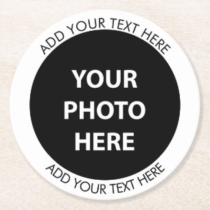Upload Picture Photo & Add Text – Customize Round Paper Coaster