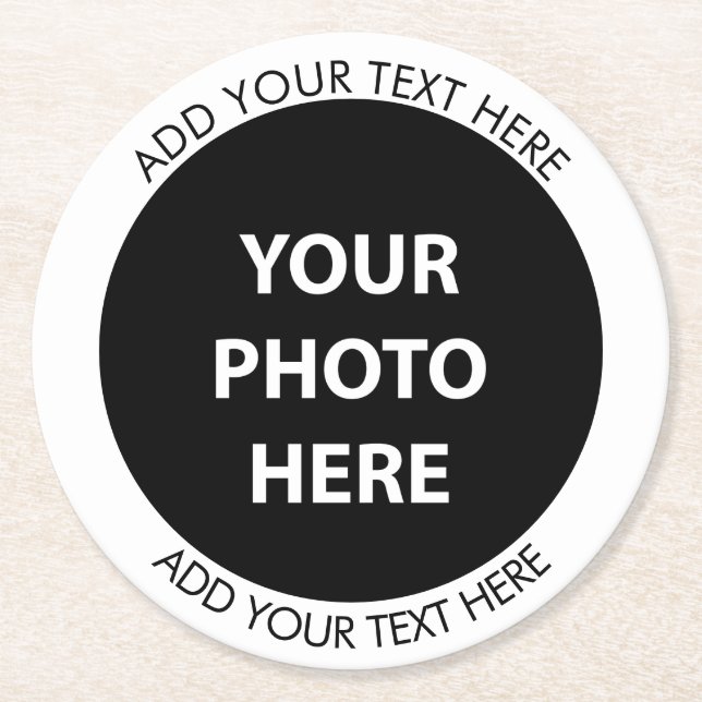 Upload Picture Photo & Add Text – Customize Round Paper Coaster (Front)