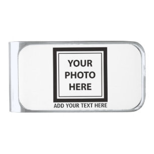 Upload Picture Photo & Add Text – Customize Silver Finish Money Clip