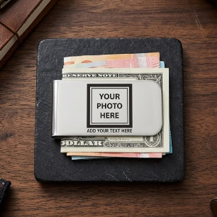 Upload Picture Photo & Add Text – Customize Silver Finish Money Clip