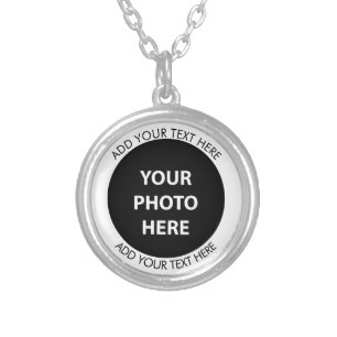 Upload Picture Photo & Add Text – Customize Silver Plated Necklace