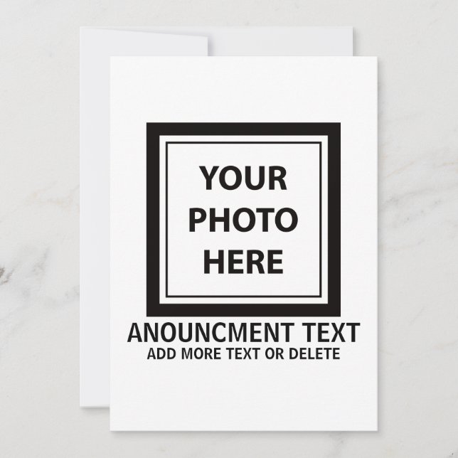 Upload Picture Photo & Add Text – Customize Simple Announcement (Front)