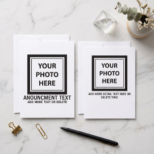 Upload Picture Photo & Add Text – Customize Simple Announcement