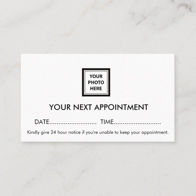 Upload Picture Photo & Add Text – Customize Simple Appointment Card (Front)