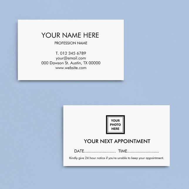 Upload Picture Photo & Add Text – Customize Simple Appointment Card (Creator Uploaded)