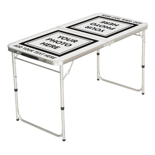Upload Picture Photo & Add Text – Customize Simple Beer Pong Table (Angled)