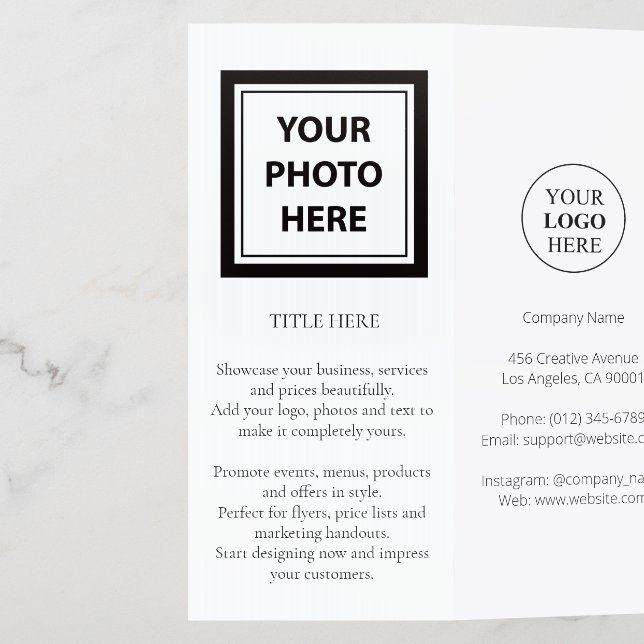 Upload Picture Photo & Add Text – Customize Simple Brochure (Outside Left)