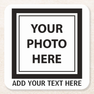 Upload Picture Photo & Add Text – Customize Square Paper Coaster