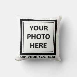 Upload Picture Photo & Add Text – Customize Throw Pillow