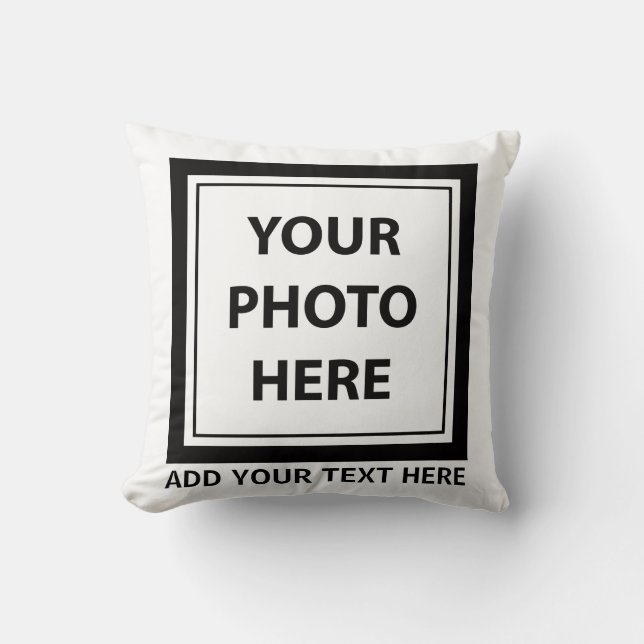 Upload Picture Photo & Add Text – Customize Throw Pillow (Front)