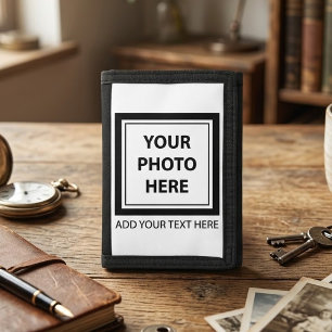 Upload Picture Photo & Add Text – Customize Tri-fold Wallet