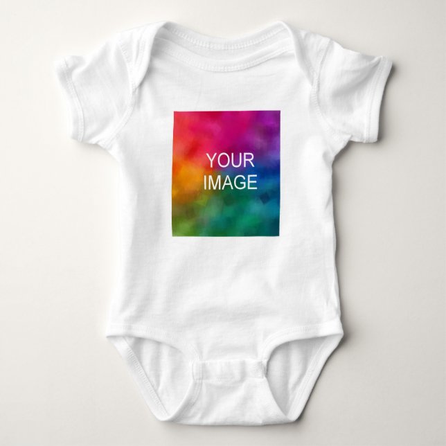Upload Picture Photo Add Text Jersey White Unisex Baby Bodysuit (Front)
