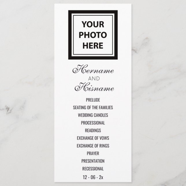 Upload Picture Photo & Add Text – Wedding Party Program (Front)