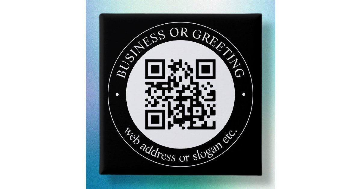 Upload QR code or Logo | Modern Black Button | Zazzle