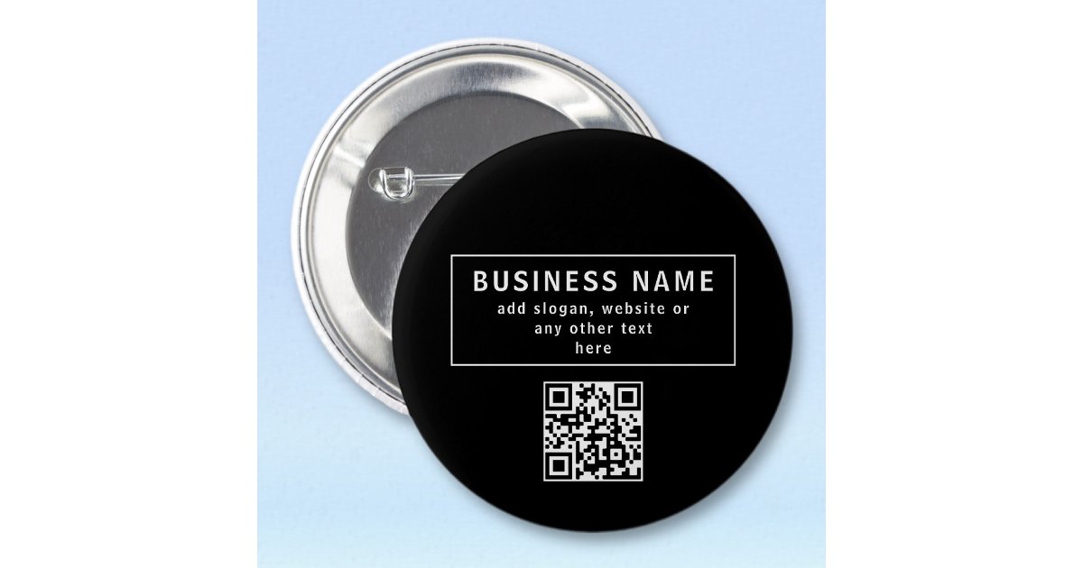 Upload QR code or Logo | Modern Black Button | Zazzle