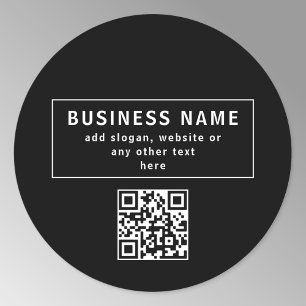 Upload QR code or Logo Modern Black Classic Round Sticker