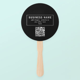 Upload QR code or Logo Modern Black Hand Fan